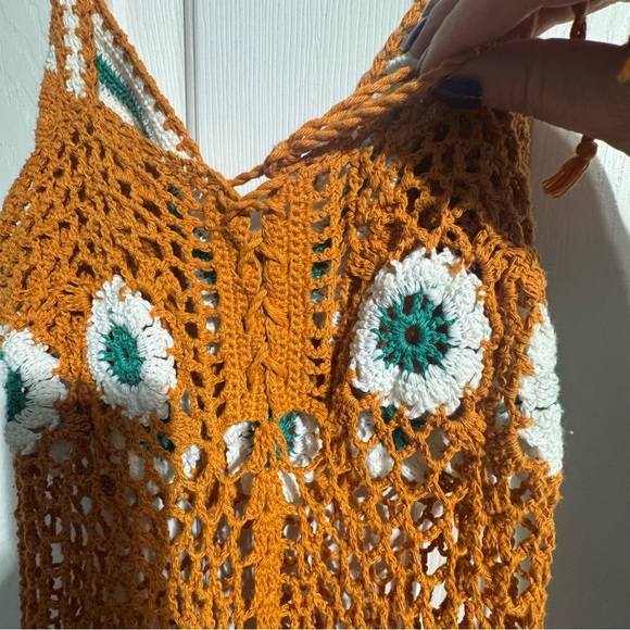 Crochet Knit Swimsuit Cover-Up – Corset Back – Boho Beach Dress Resort Vacation - Picture 4 of 11